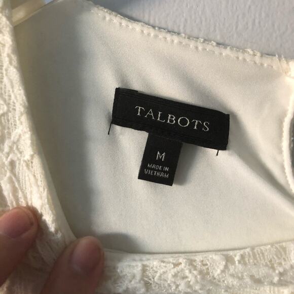 Talbots Lace Long Sleeve Blouse Key Hole Cream M - Picture 3 of 7